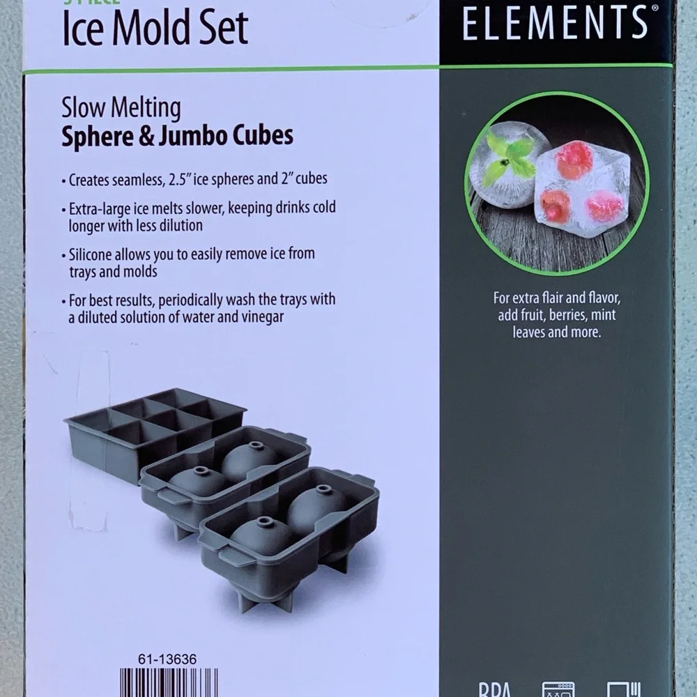 Tovolo Elements Gray Silicone Spheres and Jumbo Cube Shape Ice Trays